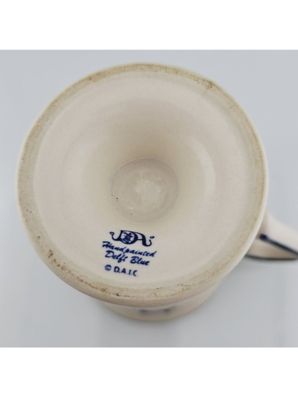 Delft Blue Pottery Mug Handpainted Windmill DAIC Holland Pedestal handle cup - Picture 7 of 12